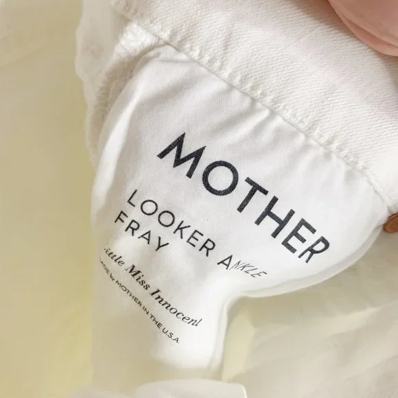 MOTHER Denim NWT White Looker Ankle Fray Raw Hem Jeans Little Miss Innocent 26 - Picture 11 of 16